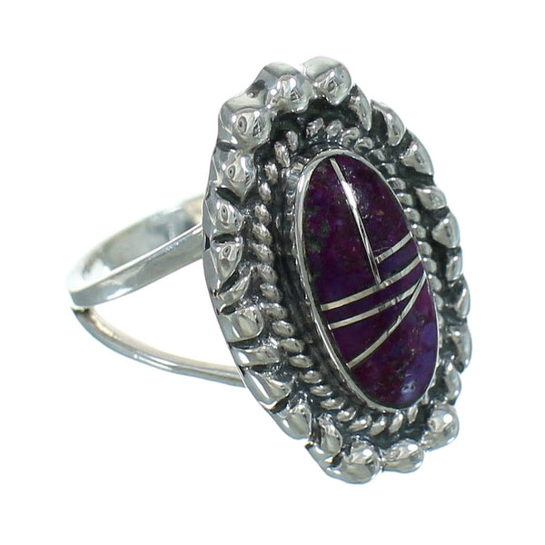 Southwest Genuine Sterling Silver Magenta Turquoise Inaly Ring Size 6-1/4 AX73558